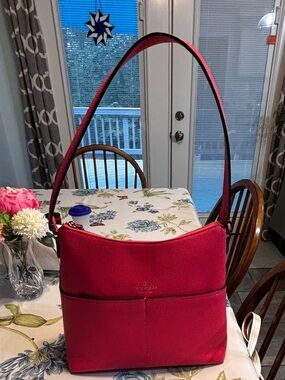 kate spade Bright Pink Pebbled Leather Shoulder Bag